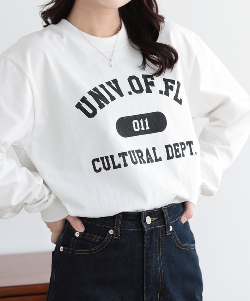 SUNFLOWER EIGHT（サンフラワーエイト）の「カレッジロゴロンT（シャツ/ブラウス・レディース・ダークグレー/ホワイト系その他/ブラック/ホワイト×ブラック・L/M/S）」の5枚目の写真