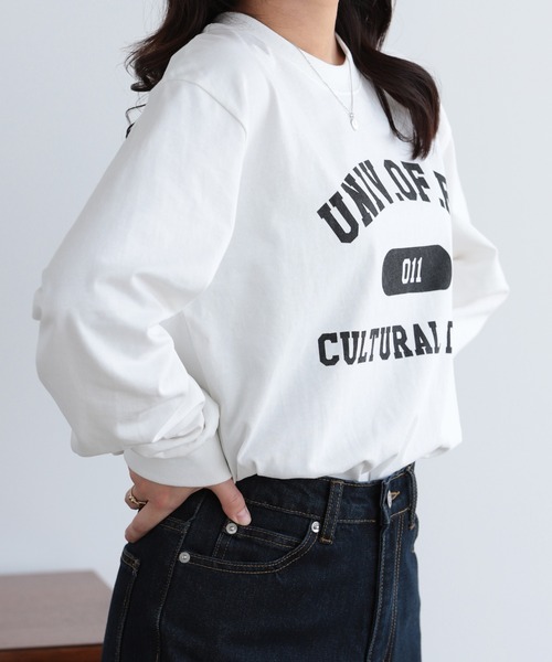 SUNFLOWER EIGHT（サンフラワーエイト）の「カレッジロゴロンT（シャツ/ブラウス・レディース・ダークグレー/ホワイト系その他/ブラック/ホワイト×ブラック・L/M/S）」の9枚目の写真