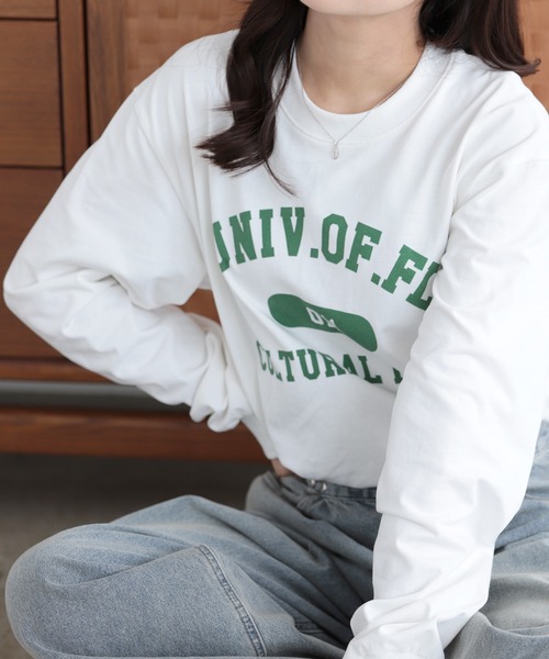 SUNFLOWER EIGHT（サンフラワーエイト）の「カレッジロゴロンT（シャツ/ブラウス・レディース・ダークグレー/ホワイト系その他/ブラック/ホワイト×ブラック・L/M/S）」の10枚目の写真