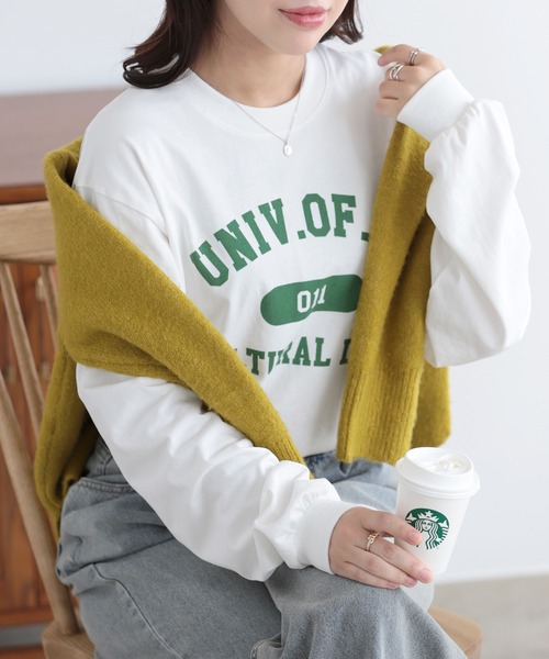 SUNFLOWER EIGHT（サンフラワーエイト）の「カレッジロゴロンT（シャツ/ブラウス・レディース・ダークグレー/ホワイト系その他/ブラック/ホワイト×ブラック・L/M/S）」の12枚目の写真