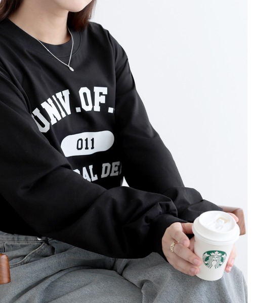 SUNFLOWER EIGHT（サンフラワーエイト）の「カレッジロゴロンT（シャツ/ブラウス・レディース・ダークグレー/ホワイト系その他/ブラック/ホワイト×ブラック・L/M/S）」の17枚目の写真