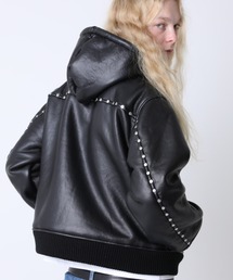 AFB（エーエフビー）の「AFB/エーエフビー/STUDDED HOODED BOMBER JACKET（ブルゾン）」