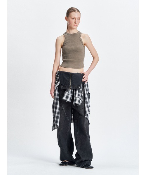 タンクトップ スタッズ [TUOMIO] STUDDED TANK TOP スタッズタンクトップ [BLACK] - TUOMIO | 60% - アジア