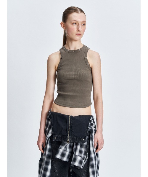 タンクトップ スタッズ [TUOMIO] STUDDED TANK TOP キャミソール/タンクトップ