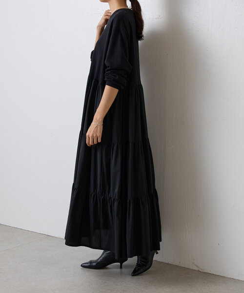 BEARDSLEY(ビアズリー)の「カットコンビティアードワンピース(ワンピース・レディース・ブラック・FREE)」の4枚目の写真