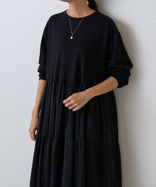 BEARDSLEY(ビアズリー)の「カットコンビティアードワンピース(ワンピース・レディース・ブラック・FREE)」の7枚目の写真