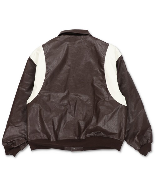 SPINNS（スピンズ）の「ストリート＆グランジ/中綿で防寒性◎切替合皮スタジャン（スタジャン・メンズ・ブラウン/ブラック・ONESIZE）」の3枚目の写真