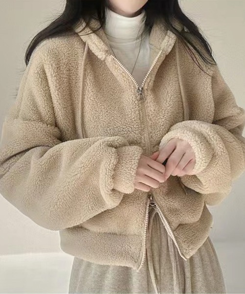 もこもこダブルジップフーディートップス（パーカー）｜AMAJI（アマジ）