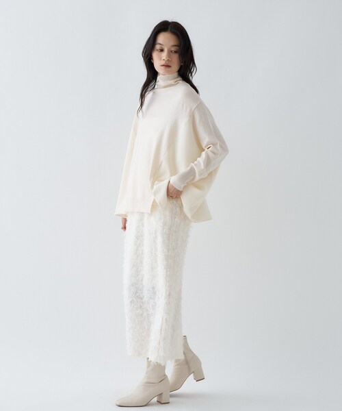 cloenc（クロエンス）の「◆【手洗い可】ジャカードＩラインスカート（スカート・レディース・ブラック/アイボリー・01/02/03）」の4枚目の写真