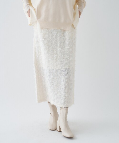 cloenc（クロエンス）の「◆【手洗い可】ジャカードＩラインスカート（スカート・レディース・ブラック/アイボリー・01/02/03）」の5枚目の写真