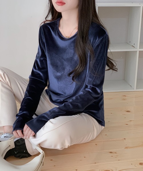 by LEGNA(バイレグナ)の「ベロアトップス(Tシャツ/カットソー・レディース・ネイビー/ホワイト/グレー/カーキ/ブラック/グレイッシュベージュ・MEDIUM/LARGE)」の20枚目の写真