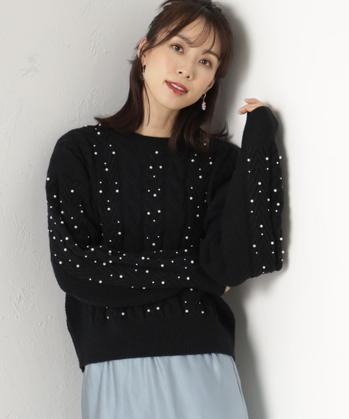 FOUND GOOD(ファウンドグッド)の「パールツキケーブルニットPO(ニット/セーター・レディース・ベージュ/グレー系5/ブラック・L/M/S)」の4枚目の写真