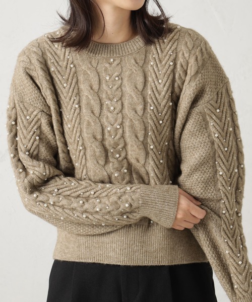 FOUND GOOD(ファウンドグッド)の「パールツキケーブルニットPO(ニット/セーター・レディース・ベージュ/グレー系5/ブラック・L/M/S)」の15枚目の写真