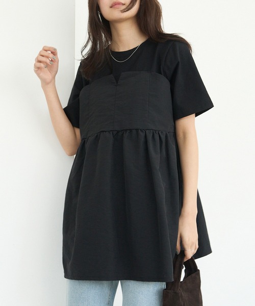 LAVEANGE（ラビアンジェ）の「ビスチェドッキングプルオーバー（Tシャツ/カットソー・レディース・オフホワイト/ブラック・M/LL/3L/4L/5L）」の10枚目の写真