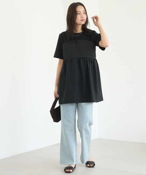 LAVEANGE（ラビアンジェ）の「ビスチェドッキングプルオーバー（Tシャツ/カットソー・レディース・オフホワイト/ブラック・M/LL/3L/4L/5L）」の16枚目の写真