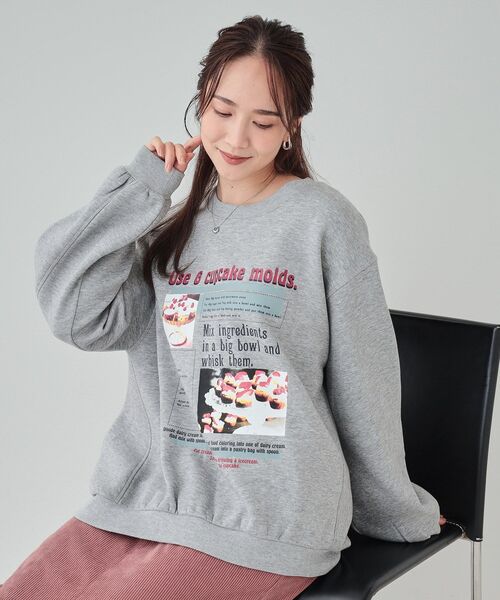 Cutie Blonde（キューティーブロンド）の「◆【あったか/S-LL】グラフィックアソート 裏起毛スウェット（スウェット・レディース・ブラック系3/ホワイト系3/チャコール/ピンク系9/グレー系1/ライトグレー系2・04/03/02/01）」の5枚目の写真