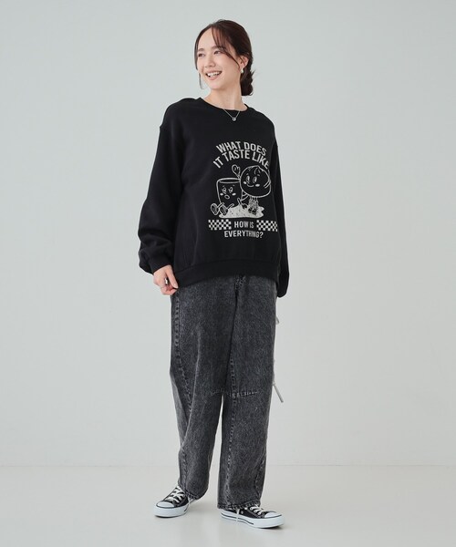 Cutie Blonde（キューティーブロンド）の「◆【あったか/S-LL】グラフィックアソート 裏起毛スウェット（スウェット・レディース・ブラック系3/ホワイト系3/チャコール/ピンク系9/グレー系1/ライトグレー系2・04/03/02/01）」の21枚目の写真