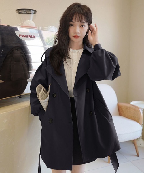 paravion(パラビオン)の「ボリュームスリーブトレンチコート(トレンチコート・レディース・ブラック/アイボリー/ブラウン・LARGE/MEDIUM)」の6枚目の写真