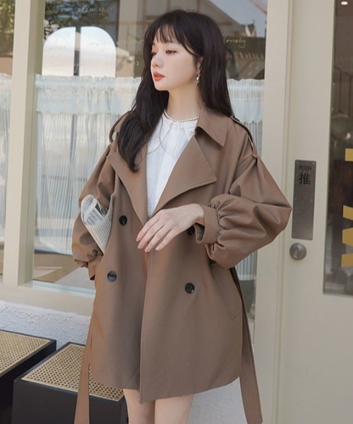 paravion(パラビオン)の「ボリュームスリーブトレンチコート(トレンチコート・レディース・ブラック/アイボリー/ブラウン・LARGE/MEDIUM)」の5枚目の写真