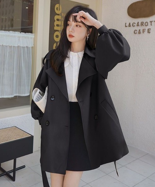 paravion(パラビオン)の「ボリュームスリーブトレンチコート(トレンチコート・レディース・ブラック/アイボリー/ブラウン・LARGE/MEDIUM)」の7枚目の写真