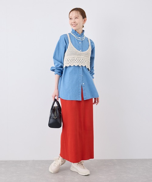 ROPE' PICNIC（ロペピクニック）の「トタンテレコ Iラインリブニットスカート（スカート・レディース・ブラック/ライトグレー/ブラウン系その他2/オレンジ系その他/キナリ・40/38/36）」の17枚目の写真