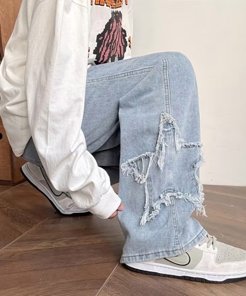 B.R.U（ブル）の「星デザインヴィンテージデニムパンツ（デニムパンツ・メンズ・ブルー/ブラック/ブルー系その他/ブラック系その他・FREE/MEDIUM/LARGE）」の4枚目の写真