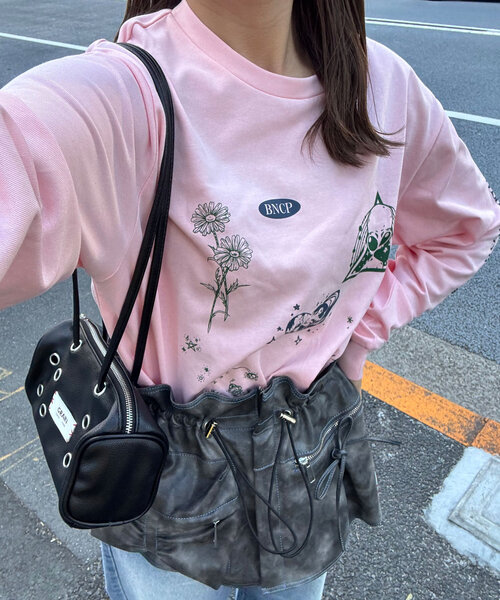 CIAOPANIC(チャオパニック)の「ミニ裏毛BIGロゴロンTee(Tシャツ/カットソー・レディース・ピンク/ホワイト・ONE SIZE)」の1枚目の写真