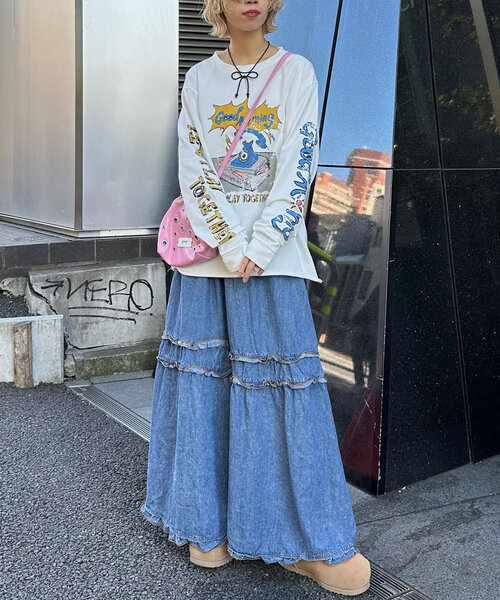 CIAOPANIC(チャオパニック)の「ミニ裏毛BIGロゴロンTee(Tシャツ/カットソー・レディース・ピンク/ホワイト・ONE SIZE)」の15枚目の写真