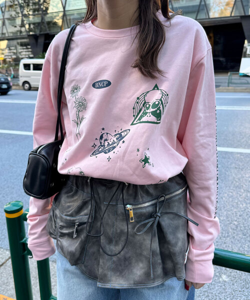 CIAOPANIC(チャオパニック)の「ミニ裏毛BIGロゴロンTee(Tシャツ/カットソー・レディース・ピンク/ホワイト・ONE SIZE)」の13枚目の写真