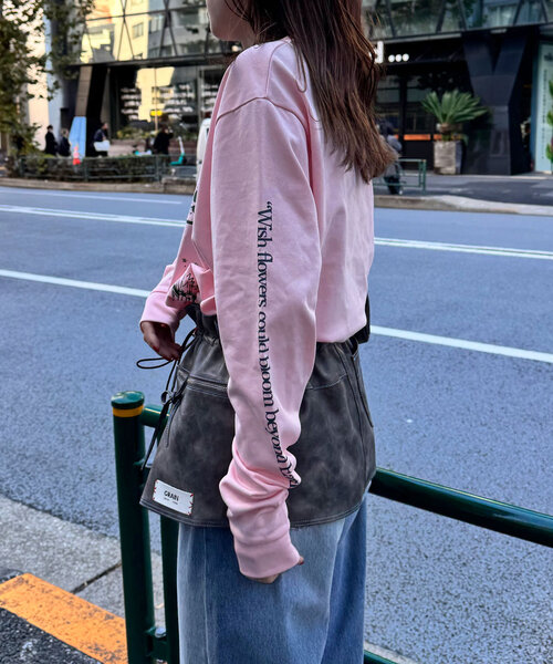 CIAOPANIC(チャオパニック)の「ミニ裏毛BIGロゴロンTee(Tシャツ/カットソー・レディース・ピンク/ホワイト・ONE SIZE)」の4枚目の写真