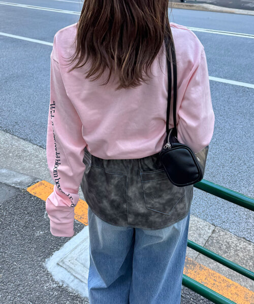 CIAOPANIC(チャオパニック)の「ミニ裏毛BIGロゴロンTee(Tシャツ/カットソー・レディース・ピンク/ホワイト・ONE SIZE)」の5枚目の写真