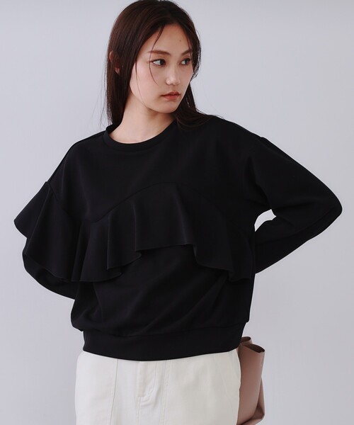 OPAQUE.CLIP(オペークドットクリップ)の「フリルアシメトップス【洗濯機洗い可】(Tシャツ/カットソー・レディース・ホワイト/ブラック/グレー・38/40/42)」の13枚目の写真