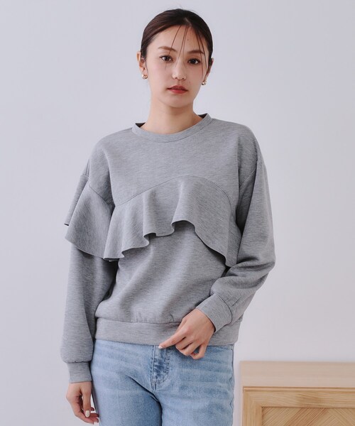 OPAQUE.CLIP(オペークドットクリップ)の「フリルアシメトップス【洗濯機洗い可】(Tシャツ/カットソー・レディース・ホワイト/ブラック/グレー・38/40/42)」の18枚目の写真