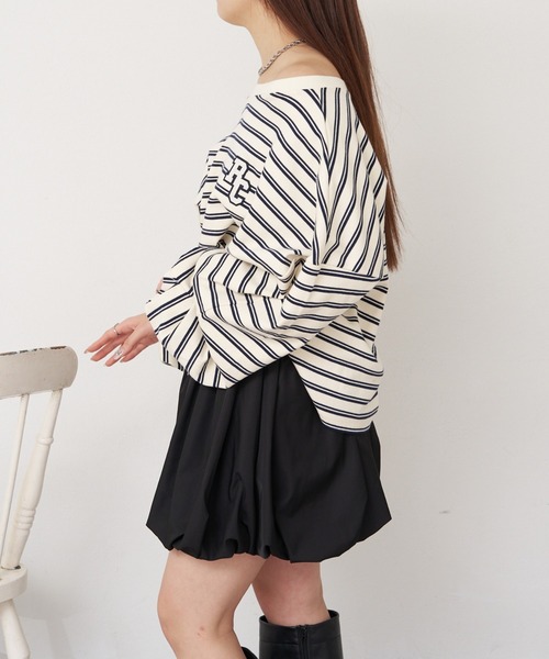 RAY CASSIN（レイカズン）の「マルチボーダーオフショルTシャツ　/　ルーズTシャツ（Tシャツ/カットソー・レディース・グレー系その他2/ホワイト系その他2/ボルドー/ネイビー・FREE）」の21枚目の写真