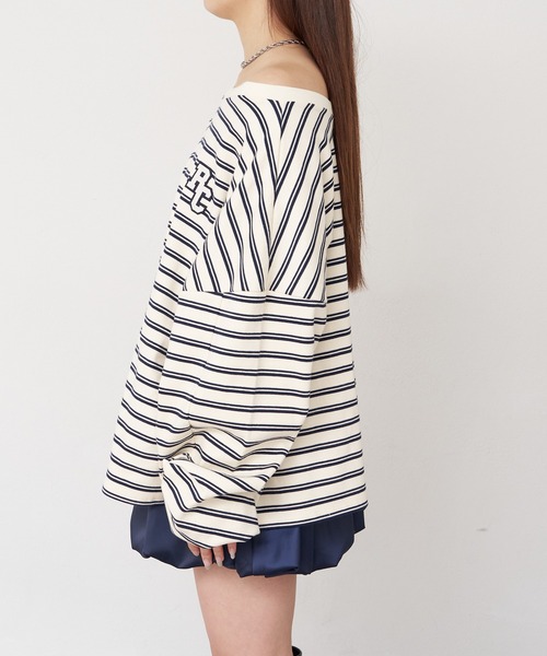 RAY CASSIN（レイカズン）の「マルチボーダーオフショルTシャツ　/　ルーズTシャツ（Tシャツ/カットソー・レディース・グレー系その他2/ホワイト系その他2/ボルドー/ネイビー・FREE）」の14枚目の写真