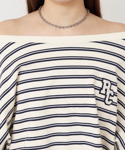 RAY CASSIN（レイカズン）の「マルチボーダーオフショルTシャツ　/　ルーズTシャツ（Tシャツ/カットソー・レディース・グレー系その他2/ホワイト系その他2/ボルドー/ネイビー・FREE）」の16枚目の写真