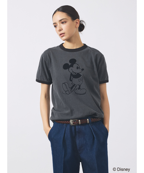 GOOD ROCK SPEED(グッドロックスピード)の「【GOOD ROCK SPEED/グッドロックスピード】Disney / Mickey/ フロッキー/リンガーTシャツ(Tシャツ/カットソー・メンズ・インディゴブルー/スミクロ・XL/L/M)」の1枚目の写真