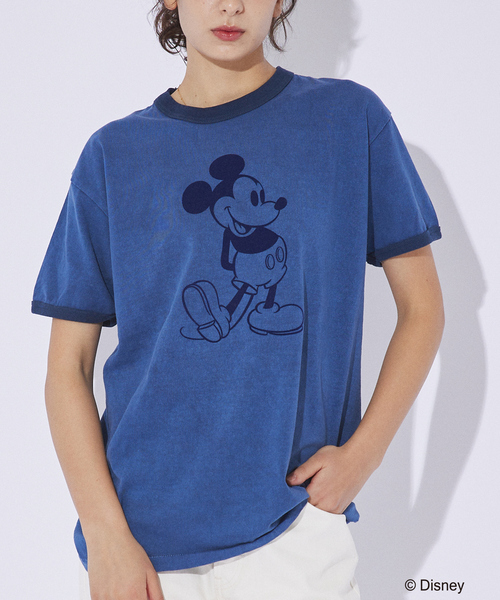 GOOD ROCK SPEED(グッドロックスピード)の「【GOOD ROCK SPEED/グッドロックスピード】Disney / Mickey/ フロッキー/リンガーTシャツ(Tシャツ/カットソー・メンズ・インディゴブルー/スミクロ・XL/L/M)」の3枚目の写真