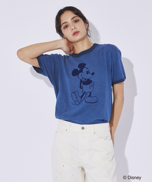 GOOD ROCK SPEED(グッドロックスピード)の「【GOOD ROCK SPEED/グッドロックスピード】Disney / Mickey/ フロッキー/リンガーTシャツ(Tシャツ/カットソー・メンズ・インディゴブルー/スミクロ・XL/L/M)」の5枚目の写真