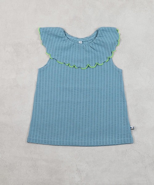 MARKEY'S（マーキーズ）の「ニットサッカーフリルカラーノースリーブカットソー（Tシャツ/カットソー・キッズ・ライトブルー/オフホワイト/ピンク/イエロー・130/140/90/100/110/120/80）」の14枚目の写真