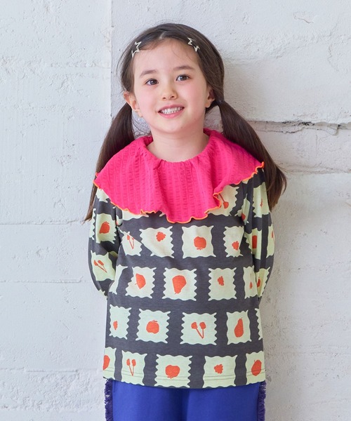 MARKEY'S（マーキーズ）の「ニットサッカーフリルカラーノースリーブカットソー（Tシャツ/カットソー・キッズ・ライトブルー/オフホワイト/ピンク/イエロー・130/140/90/100/110/120/80）」の12枚目の写真