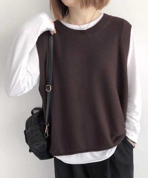Miniministore(ミニミニストア)の「ニットベスト レディースチョッキ 重ね着(ベスト・レディース・チャコールグレー/アイボリー/ブラック/ライトベージュ/ベージュ/ダークブラウン・FREE)」の18枚目の写真