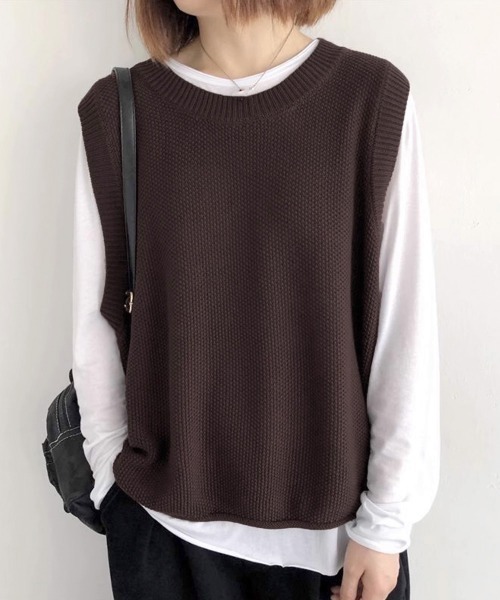 Miniministore(ミニミニストア)の「ニットベスト レディースチョッキ 重ね着(ベスト・レディース・チャコールグレー/アイボリー/ブラック/ライトベージュ/ベージュ/ダークブラウン・FREE)」の19枚目の写真