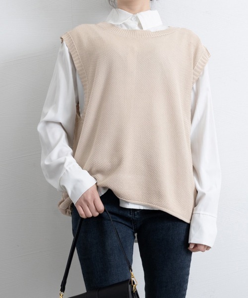 Miniministore(ミニミニストア)の「ニットベスト レディースチョッキ 重ね着(ベスト・レディース・チャコールグレー/アイボリー/ブラック/ライトベージュ/ベージュ/ダークブラウン・FREE)」の21枚目の写真