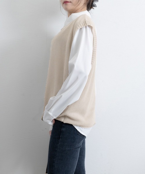 Miniministore(ミニミニストア)の「ニットベスト レディースチョッキ 重ね着(ベスト・レディース・チャコールグレー/アイボリー/ブラック/ライトベージュ/ベージュ/ダークブラウン・FREE)」の22枚目の写真