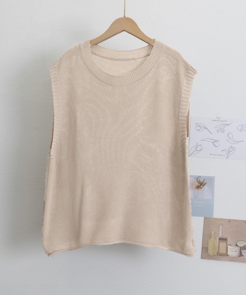 Miniministore(ミニミニストア)の「ニットベスト レディースチョッキ 重ね着(ベスト・レディース・チャコールグレー/アイボリー/ブラック/ライトベージュ/ベージュ/ダークブラウン・FREE)」の10枚目の写真