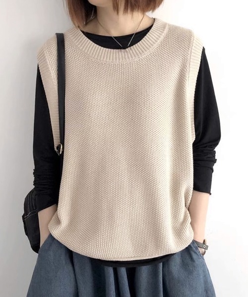 Miniministore(ミニミニストア)の「ニットベスト レディースチョッキ 重ね着(ベスト・レディース・チャコールグレー/アイボリー/ブラック/ライトベージュ/ベージュ/ダークブラウン・FREE)」の8枚目の写真