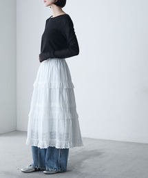 forksy.】コットン レースフリル ティアードスカート forksy.│MONO