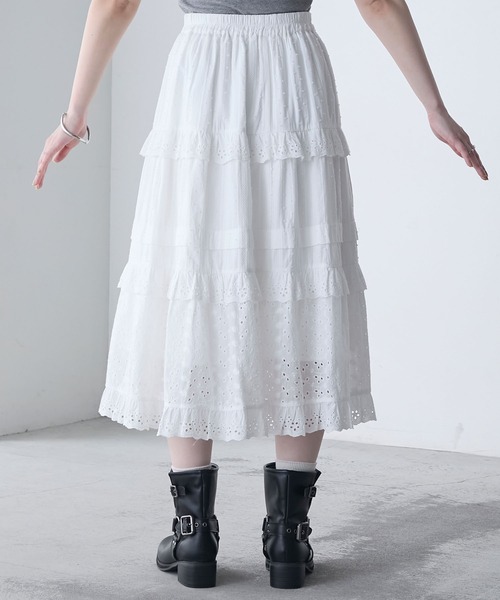 ALICE+OLIVIA ミックスメディア フリルレーススカート KARYS セール】【 2color 】アシンメトリーレースフリルスカート