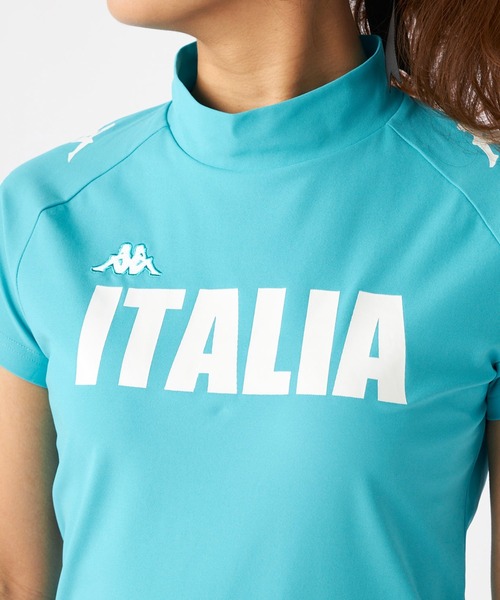 Kappa(カッパ)の「オミニロゴ プリント 半袖モックネック(Tシャツ/カットソー・レディース・ブラック/ホワイト/ターコイズブルー・LARGE/X-LARGE/MEDIUM/SMALL)」の5枚目の写真